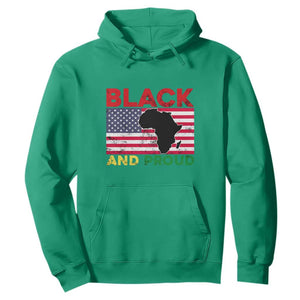 Black History Month Hoodie Black And Proud African American Pride US Flag Africa Map TS02 Irish Green Printyourwear