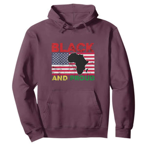 Black History Month Hoodie Black And Proud African American Pride US Flag Africa Map TS02 Maroon Printyourwear