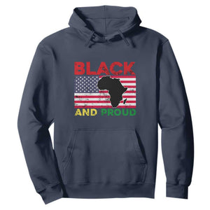 Black History Month Hoodie Black And Proud African American Pride US Flag Africa Map TS02 Navy Printyourwear