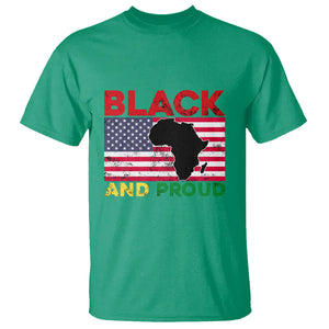 Black History Month T Shirt Black And Proud African American Pride US Flag Africa Map TS02 Irish Green Printyourwear