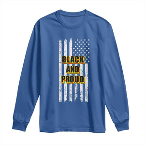 African American Long Sleeve Shirt Black And Proud US Flag BHM TS02 Royal Blue Print Your Wear