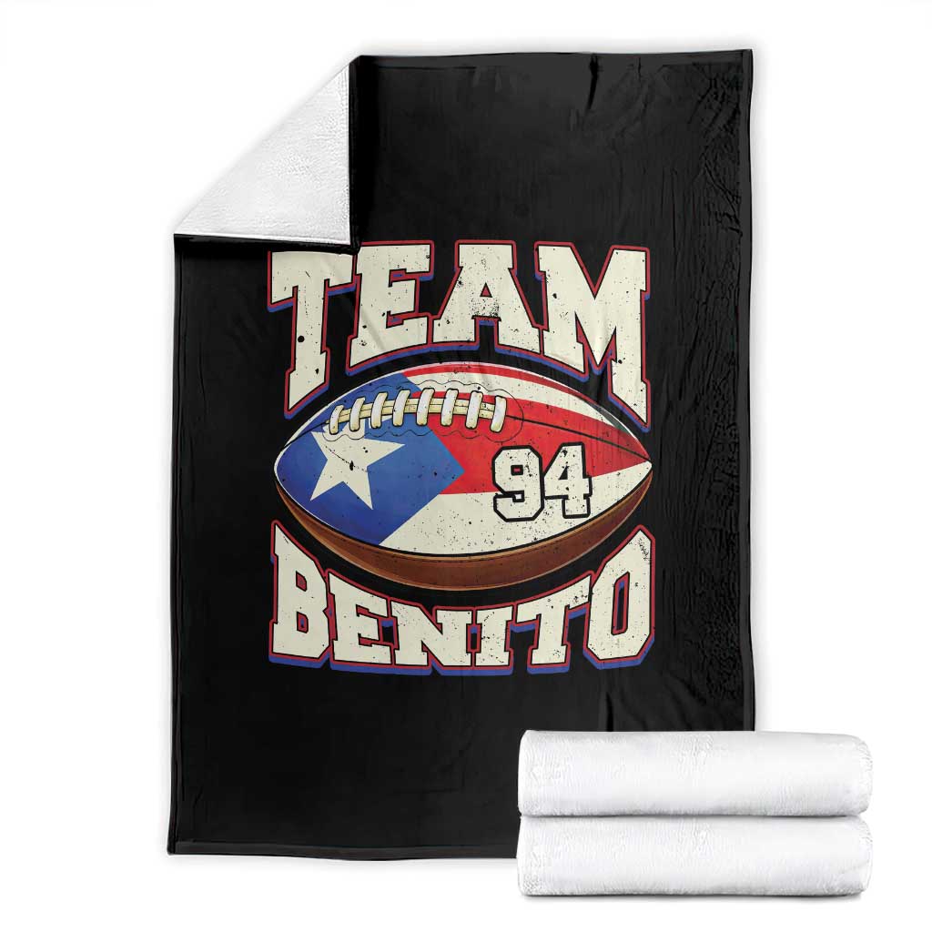 Team Benito Puerto Rico Football Pride Throw Blanket Number 94 Vintage Game Day Music Artist Fan TS02 Black Print Your Wear