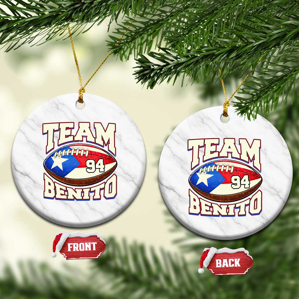 Team Benito Puerto Rico Football Pride Ceramic Ornament Number 94 Vintage Game Day Music Artist Fan TS02 1pc White Marble Print Your Wear