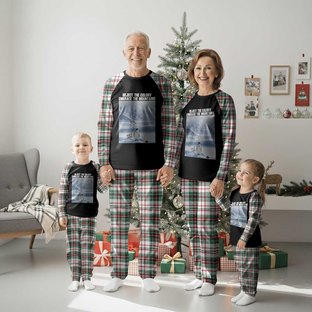 Funny Nihilist Penguin Existential Meme Plaid Pajama Set Reject the Colony Embrace the Mountains TS02 Christmas Plaid Print Your Wear