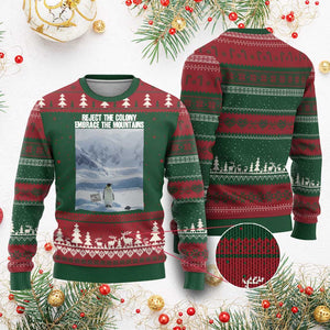 Funny Nihilist Penguin Existential Meme Ugly Christmas Sweater Reject the Colony Embrace the Mountains TS02 Red Green Print Your Wear