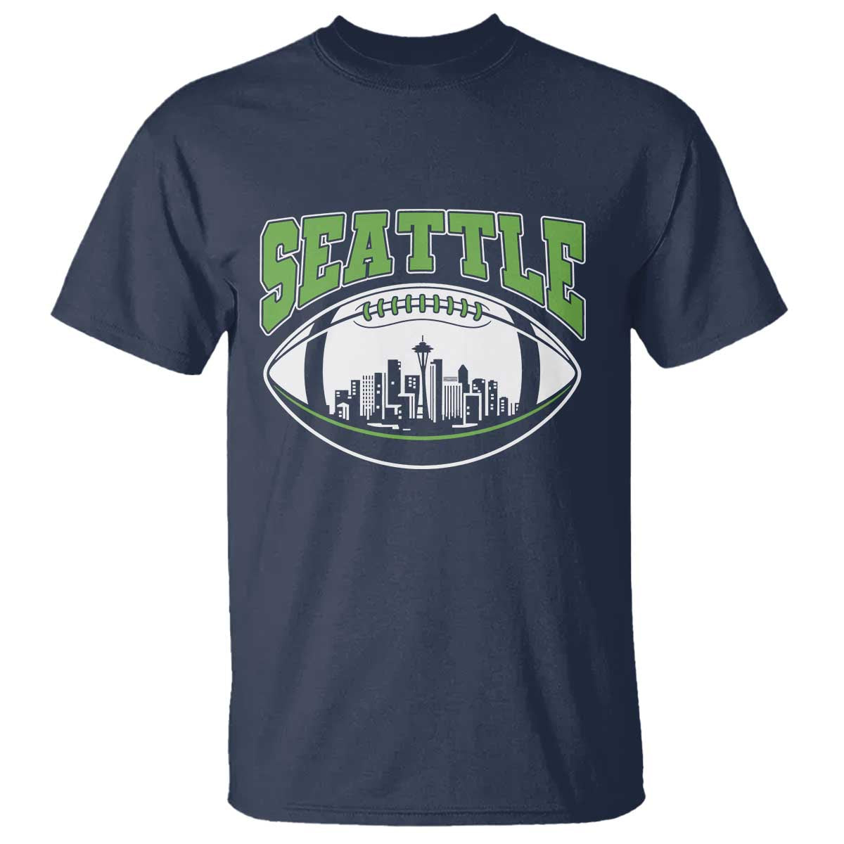 Seattle City Skyline Football Graphic T Shirt Sports Fan Game Day Pride TS02 Navy Print Your Wear