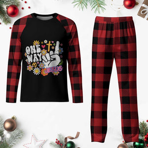 One Way Jesus Plaid Pajama Set Christian Relgion Retro Hippie TS02 Buffalo Plaid Print Your Wear