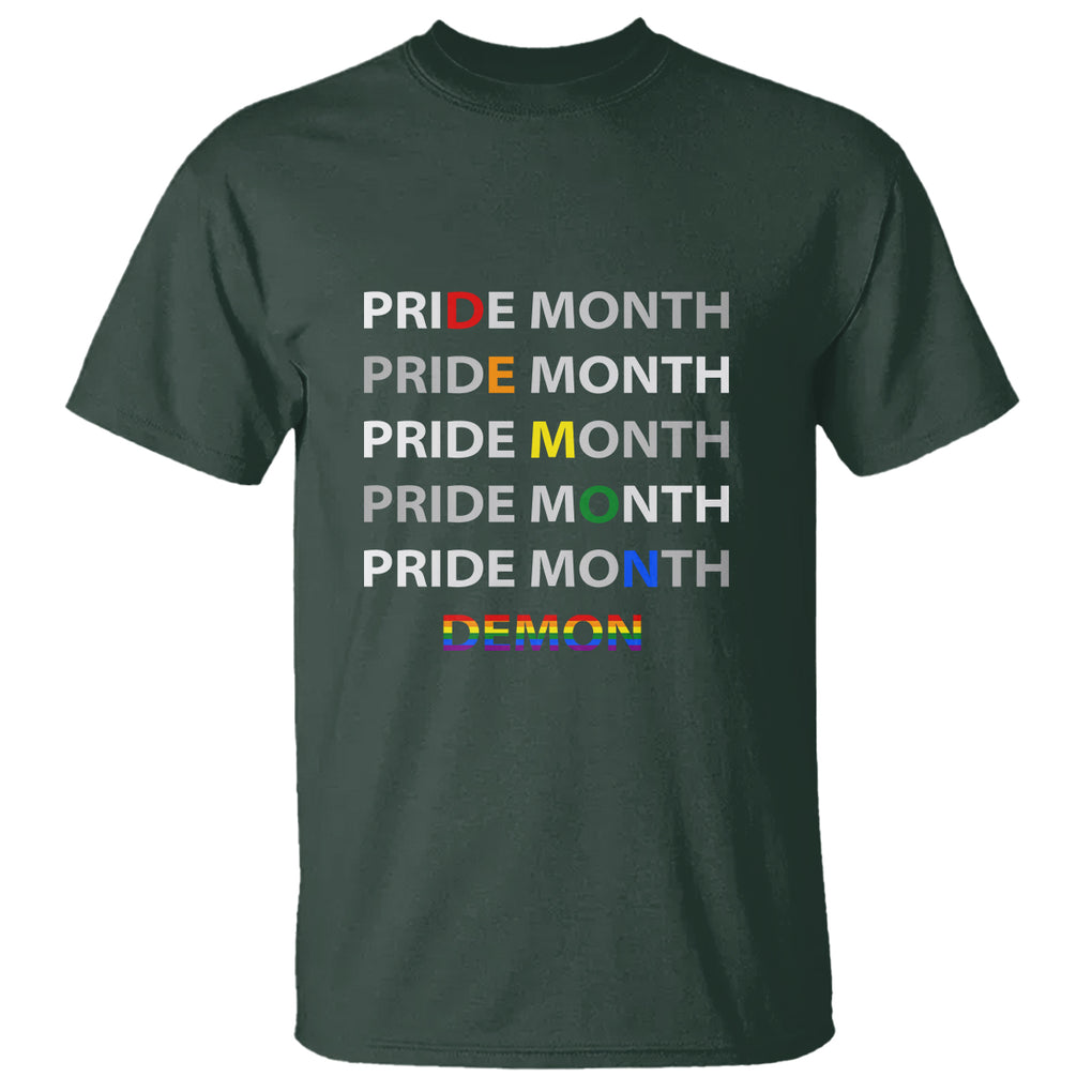 Pride Month Demon T Shirt LGBT History Month LGBTQ Support TS02 Dark Forest Green Printyourwear