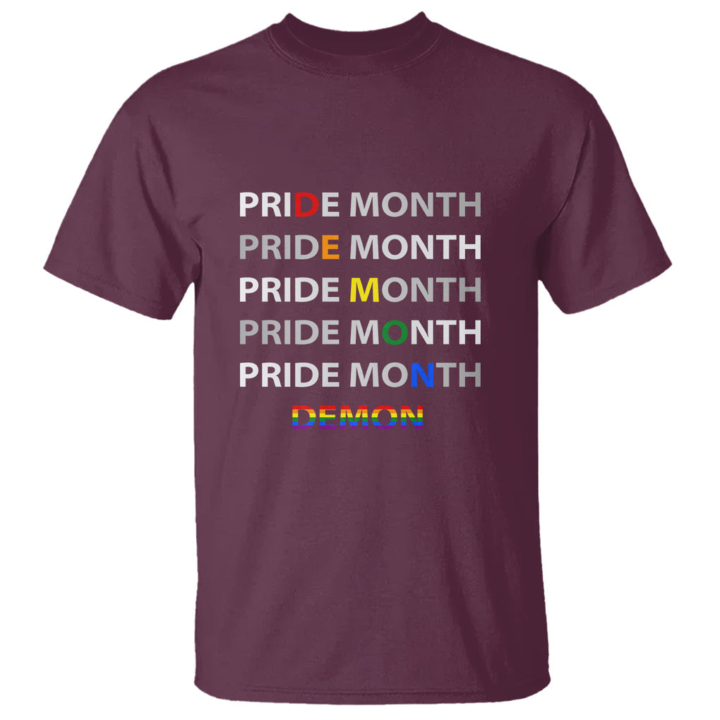 Pride Month Demon T Shirt LGBT History Month LGBTQ Support TS02 Maroon Printyourwear