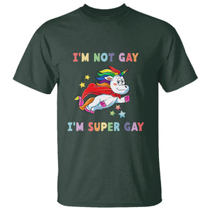 LGBT Cute Unicorn T Shirt I'm Not Gay I'm Super Gay LGBT LGBTQ Gay Pride Flag TS02 Dark Forest Green Printyourwear