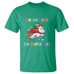 LGBT Cute Unicorn T Shirt I'm Not Gay I'm Super Gay LGBT LGBTQ Gay Pride Flag TS02 Irish Green Printyourwear