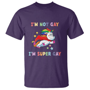 LGBT Cute Unicorn T Shirt I'm Not Gay I'm Super Gay LGBT LGBTQ Gay Pride Flag TS02 Purple Printyourwear