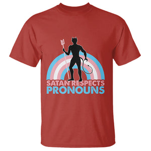 Satan Respects Pronouns T Shirt Transgender Pride Flag Devil Protect Trans Kids TS02 Red Printyourwear