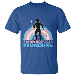 Satan Respects Pronouns T Shirt Transgender Pride Flag Devil Protect Trans Kids TS02 Royal Blue Printyourwear