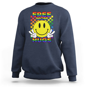 LGBT Free Hugs Support Sweatshirt Mom Hug Mama LGBTQ Ally Rainbow Flag Retro TS02 Navy Printyourwear