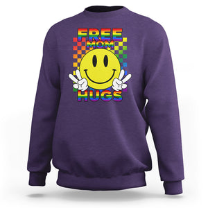 LGBT Free Hugs Support Sweatshirt Mom Hug Mama LGBTQ Ally Rainbow Flag Retro TS02 Purple Printyourwear