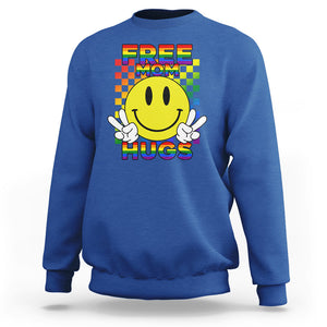 LGBT Free Hugs Support Sweatshirt Mom Hug Mama LGBTQ Ally Rainbow Flag Retro TS02 Royal Blue Printyourwear