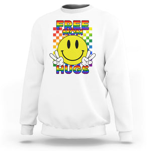 LGBT Free Hugs Support Sweatshirt Mom Hug Mama LGBTQ Ally Rainbow Flag Retro TS02 White Printyourwear