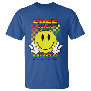 LGBT Free Hugs Support T Shirt Mom Hug Mama LGBTQ Ally Rainbow Flag Retro TS02 Royal Blue Printyourwear