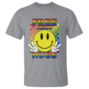 LGBT Free Hugs Support T Shirt Mom Hug Mama LGBTQ Ally Rainbow Flag Retro TS02 Sport Gray Printyourwear