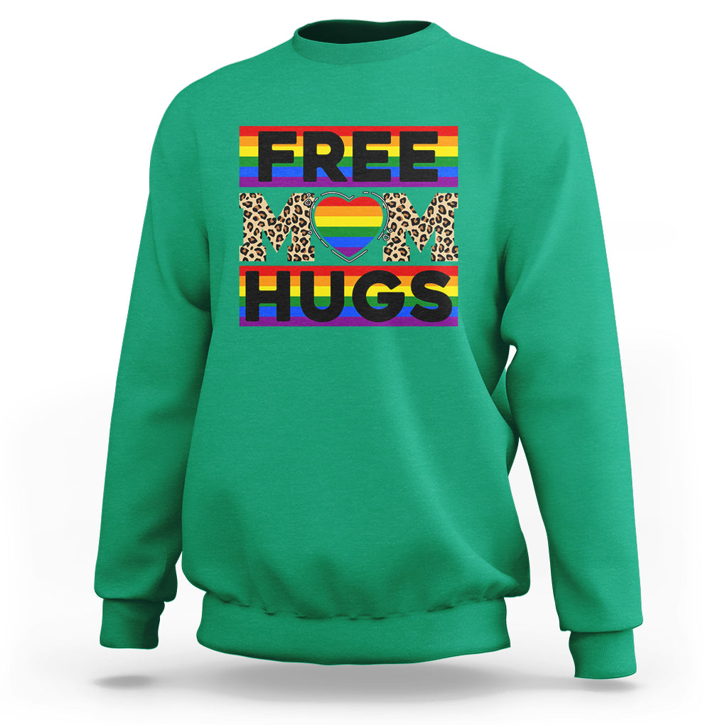 LGBT Free Hugs Support Sweatshirt Mom Hug Mama LGBTQ Ally Rainbow Flag Leopard TS02 Irish Green Printyourwear