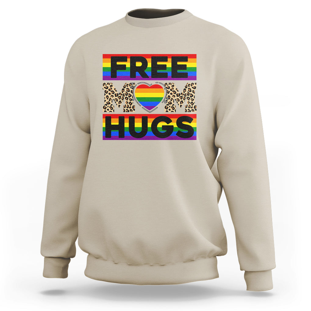 LGBT Free Hugs Support Sweatshirt Mom Hug Mama LGBTQ Ally Rainbow Flag Leopard TS02 Sand Printyourwear