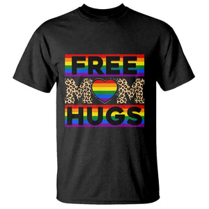 LGBT Free Hugs Support T Shirt Mom Hug Mama LGBTQ Ally Rainbow Flag Leopard TS02 Black Printyourwear