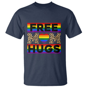 LGBT Free Hugs Support T Shirt Mom Hug Mama LGBTQ Ally Rainbow Flag Leopard TS02 Navy Printyourwear