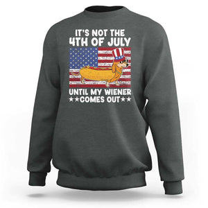 Funny 4th Of July Hot Dog Sweatshirt Until My Wiener Comes Out USA Party Indepdence Day TS02 Dark Heather Print Your Wear