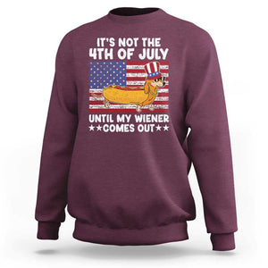 Funny 4th Of July Hot Dog Sweatshirt Until My Wiener Comes Out USA Party Indepdence Day TS02 Maroon Print Your Wear