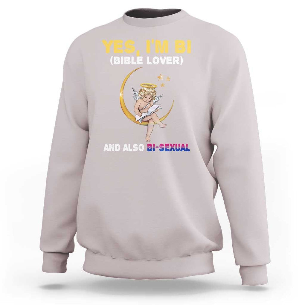 Funny Bisexual Pride Sweatshirt Yes I'm Bi Bible Lover And Also Bi-Sexual Pride Month TS02 Ice Gray Print Your Wear