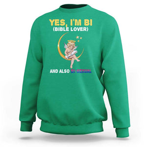 Funny Bisexual Pride Sweatshirt Yes I'm Bi Bible Lover And Also Bi-Sexual Pride Month TS02 Irish Green Print Your Wear