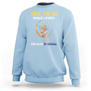 Funny Bisexual Pride Sweatshirt Yes I'm Bi Bible Lover And Also Bi-Sexual Pride Month TS02 Light Blue Print Your Wear