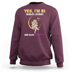 Funny Bisexual Pride Sweatshirt Yes I'm Bi Bible Lover And Also Bi-Sexual Pride Month TS02 Maroon Print Your Wear