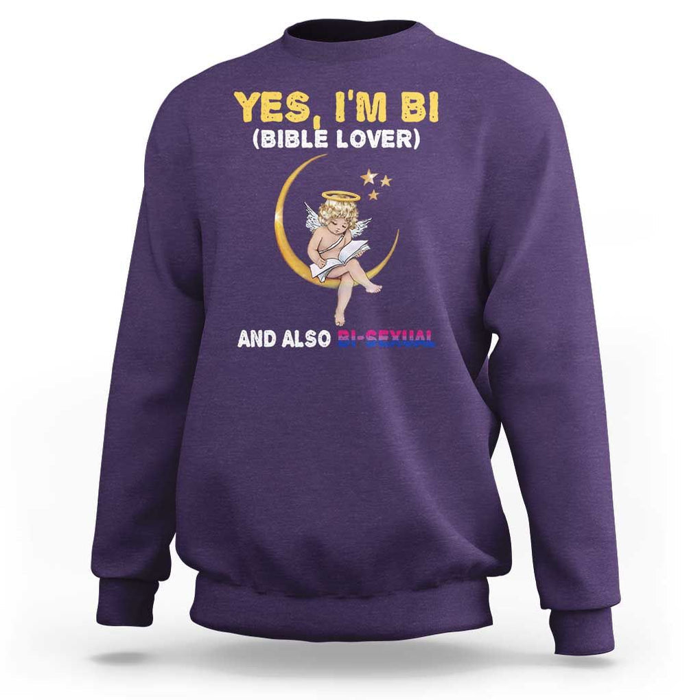 Funny Bisexual Pride Sweatshirt Yes I'm Bi Bible Lover And Also Bi-Sexual Pride Month TS02 Purple Print Your Wear