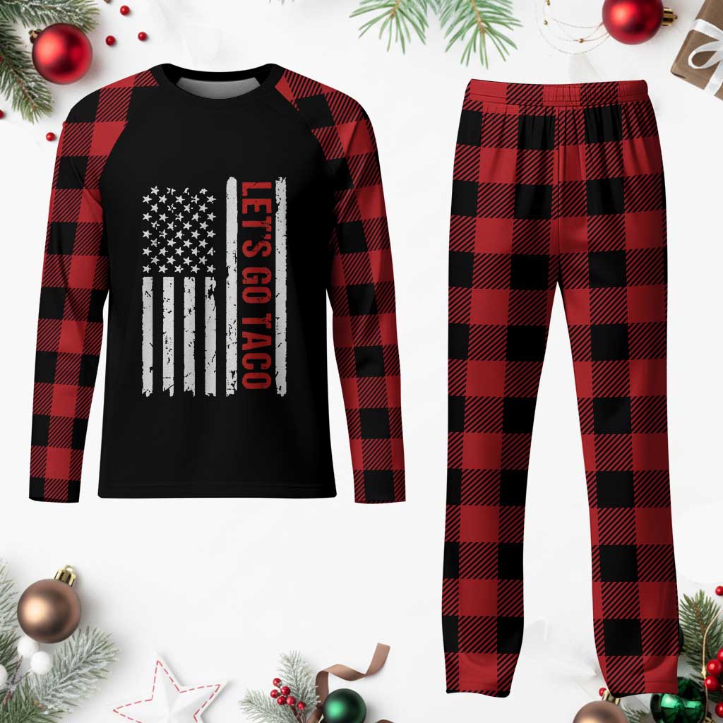 Funny Let's Go Taco Plaid Pajama Set Stars and Stripes Political Satire TS02 Buffalo Plaid Print Your Wear