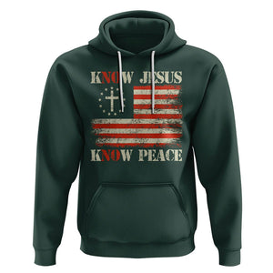 Know Jesus Know Peace Hoodie No Jesus No Peace Bible American Flag TS02 Dark Forest Green Printyourwear