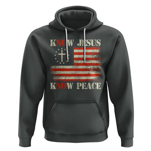 Know Jesus Know Peace Hoodie No Jesus No Peace Bible American Flag TS02 Dark Heather Printyourwear