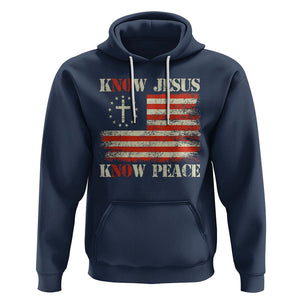 Know Jesus Know Peace Hoodie No Jesus No Peace Bible American Flag TS02 Navy Printyourwear