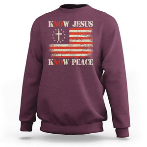 Know Jesus Know Peace Sweatshirt No Jesus No Peace Bible American Flag TS02 Maroon Printyourwear