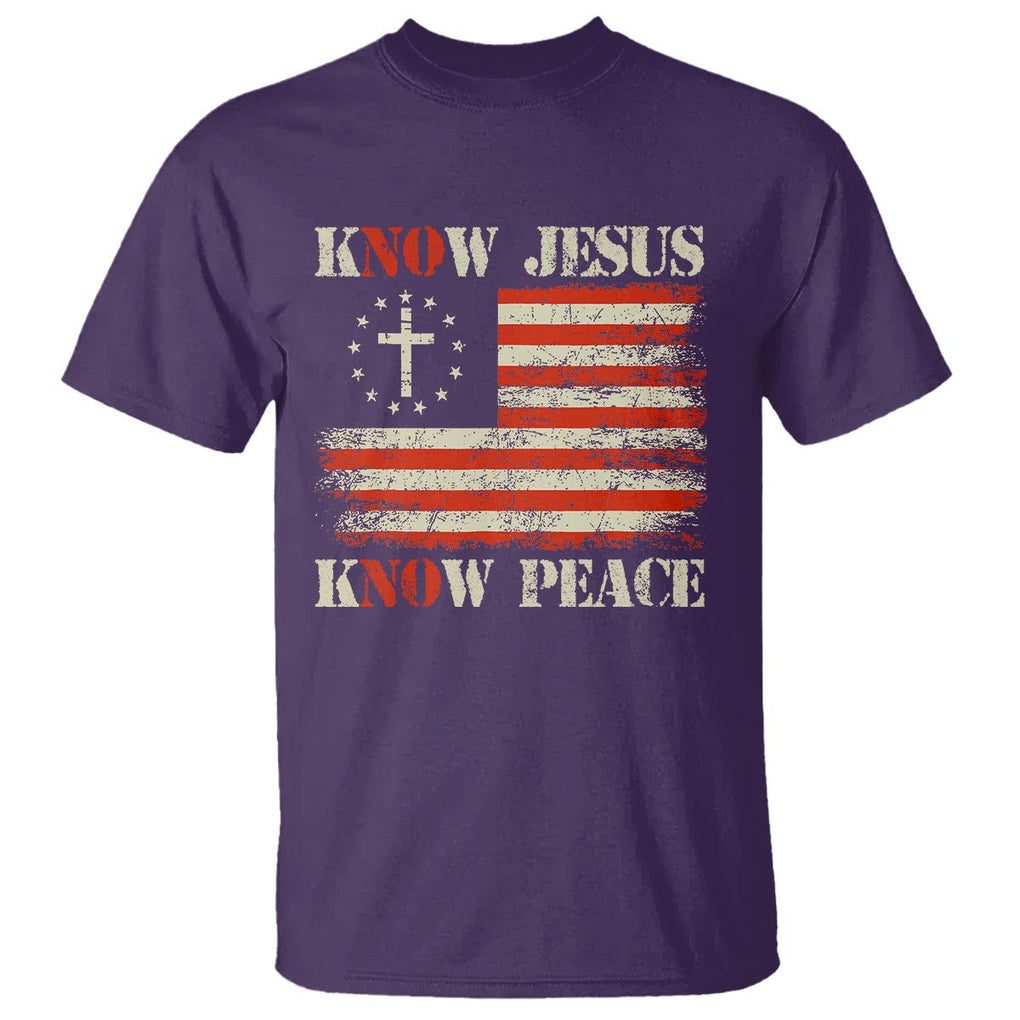 Know Jesus Know Peace T Shirt No Jesus No Peace Bible American Flag TS02 Purple Printyourwear