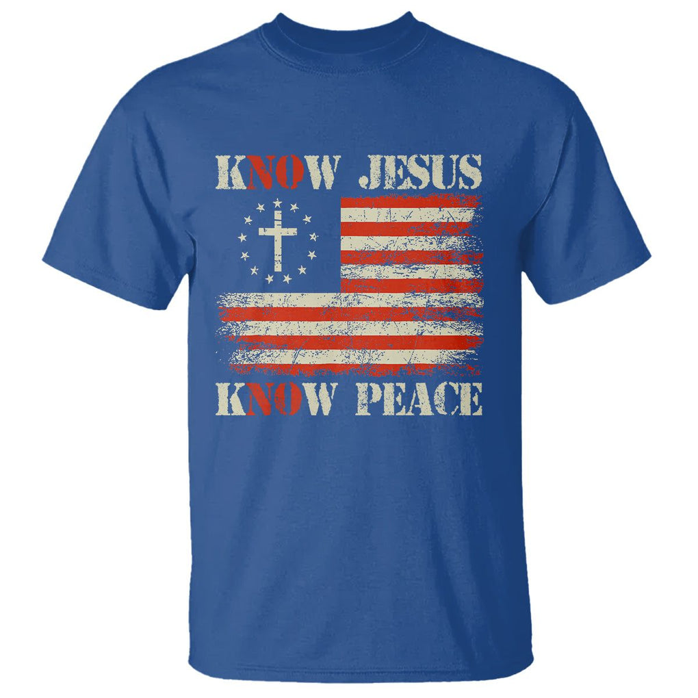 Know Jesus Know Peace T Shirt No Jesus No Peace Bible American Flag TS02 Royal Blue Printyourwear