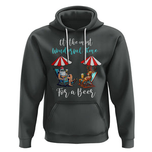 Funny Christmas in July Drinking Hoodie It's The Most Wonderful Time For A Beer TS02 Dark Heather Printyourwear