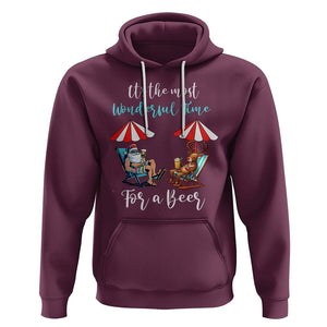 Funny Christmas in July Drinking Hoodie It's The Most Wonderful Time For A Beer TS02 Maroon Printyourwear