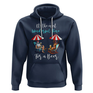 Funny Christmas in July Drinking Hoodie It's The Most Wonderful Time For A Beer TS02 Navy Printyourwear