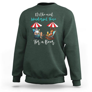 Funny Christmas in July Drinking Sweatshirt It's The Most Wonderful Time For A Beer TS02 Dark Forest Green Printyourwear