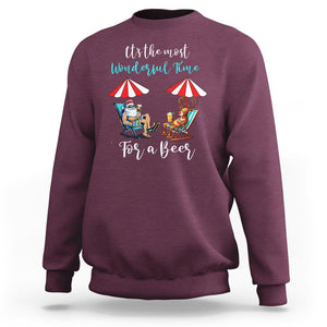 Funny Christmas in July Drinking Sweatshirt It's The Most Wonderful Time For A Beer TS02 Maroon Printyourwear