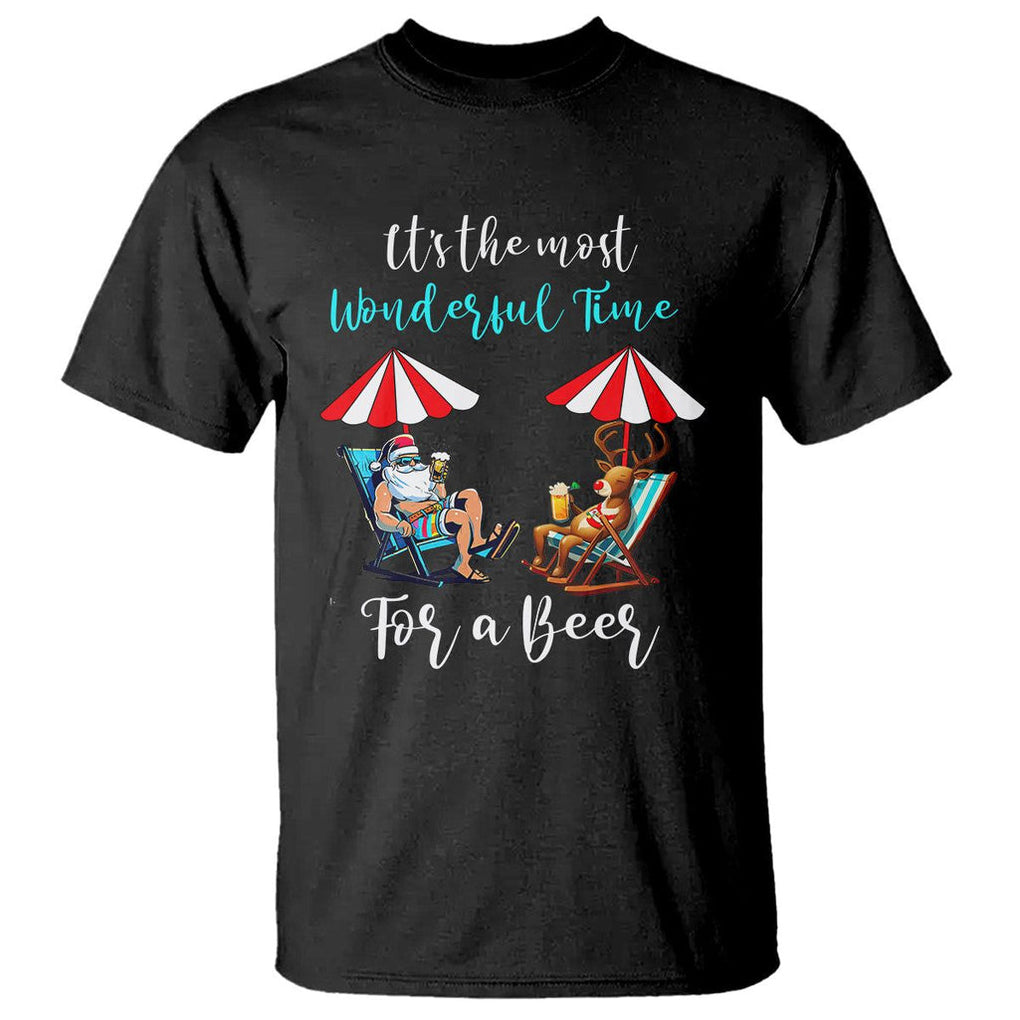 Funny Christmas in July Drinking T Shirt It's The Most Wonderful Time For A Beer TS02 Black Printyourwear