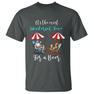 Funny Christmas in July Drinking T Shirt It's The Most Wonderful Time For A Beer TS02 Dark Heather Printyourwear