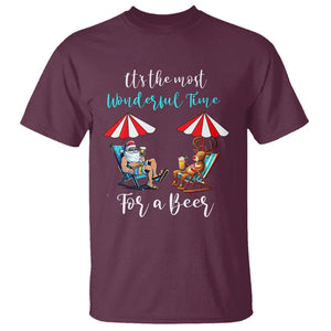 Funny Christmas in July Drinking T Shirt It's The Most Wonderful Time For A Beer TS02 Maroon Printyourwear